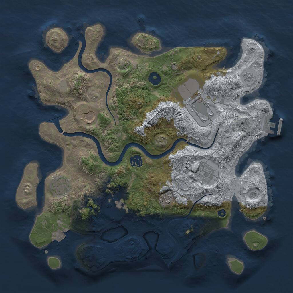 Rust Map: Procedural Map, Size: 3500, Seed: 804379, 12 Monuments