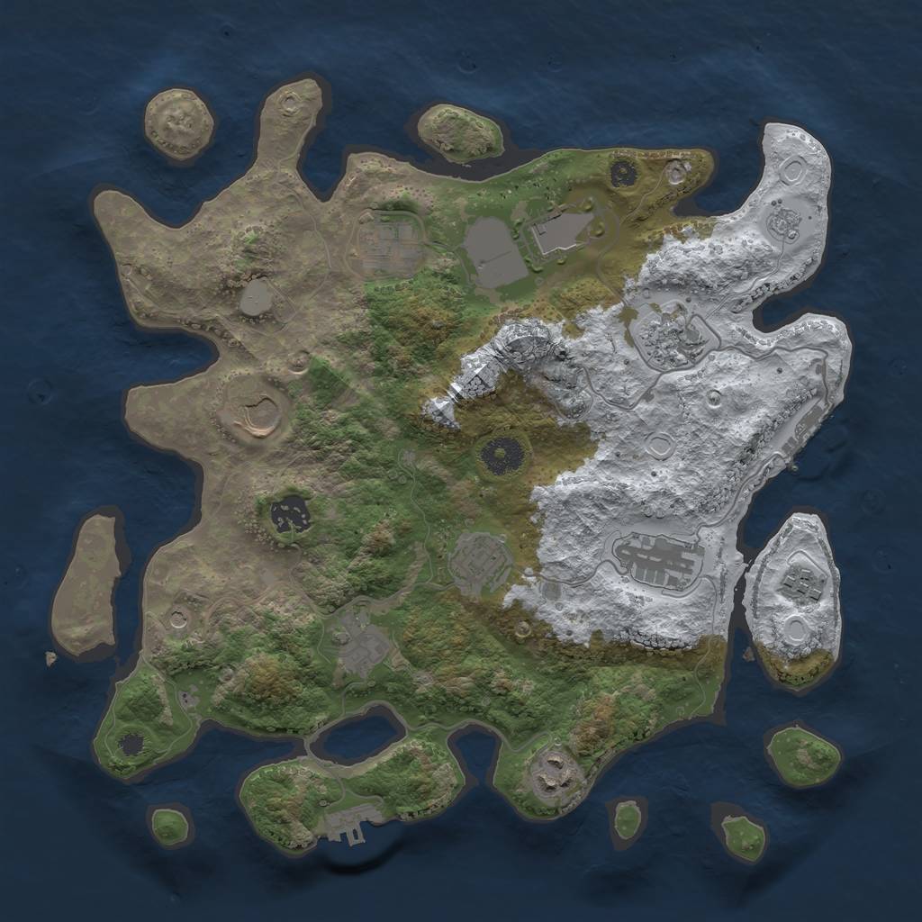 Rust Map: Procedural Map, Size: 3500, Seed: 804379, 19 Monuments