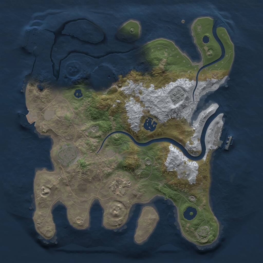 Rust Map: Procedural Map, Size: 3000, Seed: 1594088628, 10 Monuments