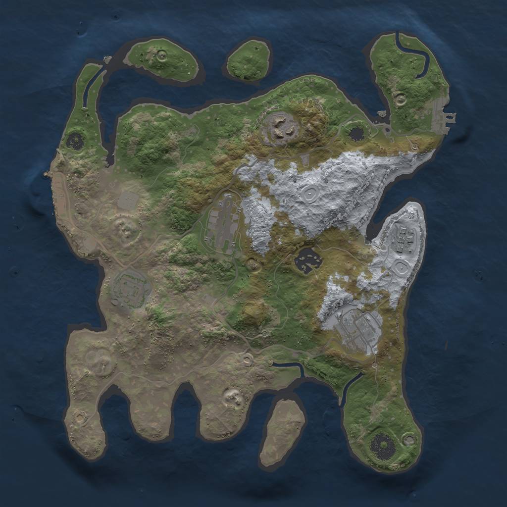 Rust Map: Procedural Map, Size: 3000, Seed: 1594088628, 13 Monuments