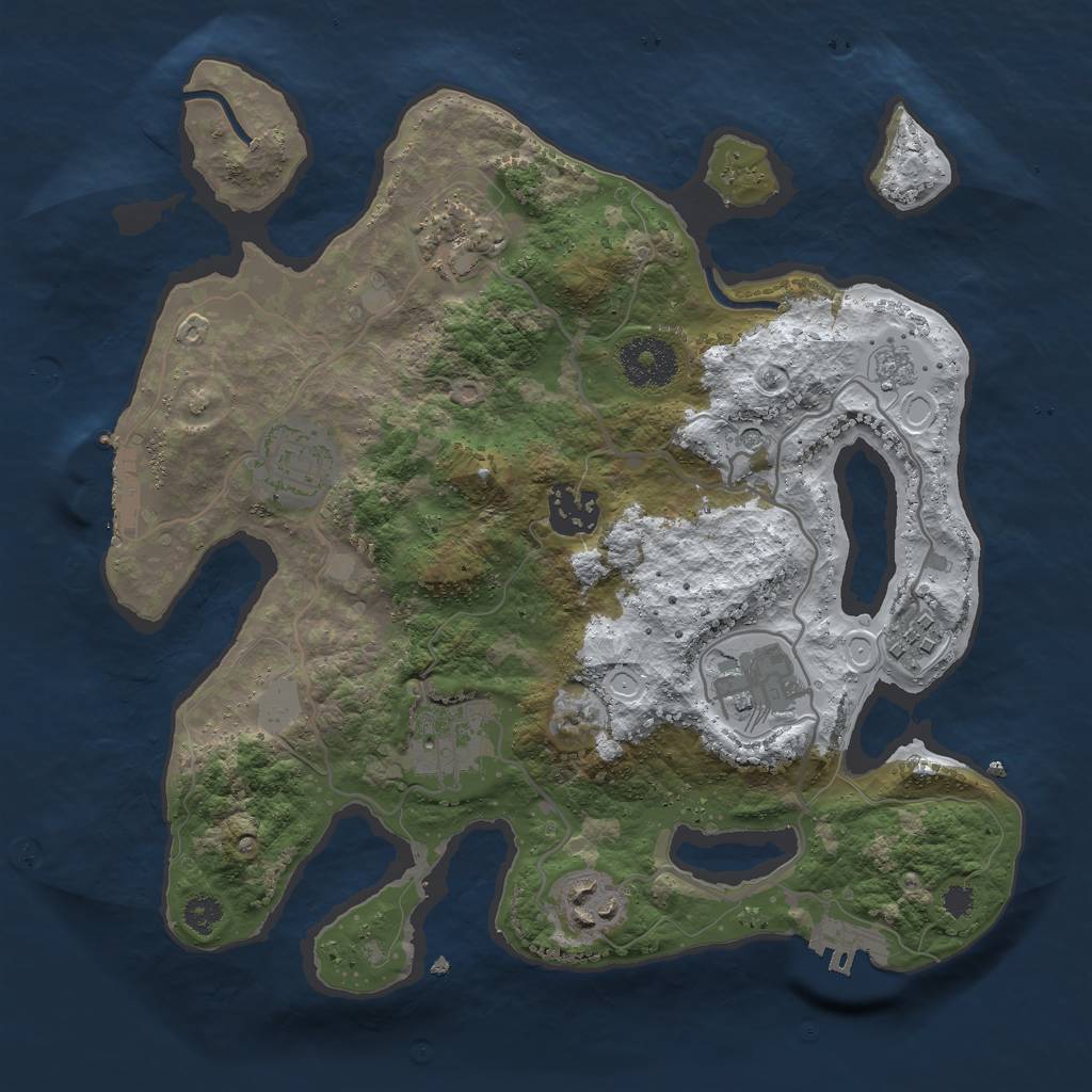 Rust Map: Procedural Map, Size: 3000, Seed: 90210, 16 Monuments