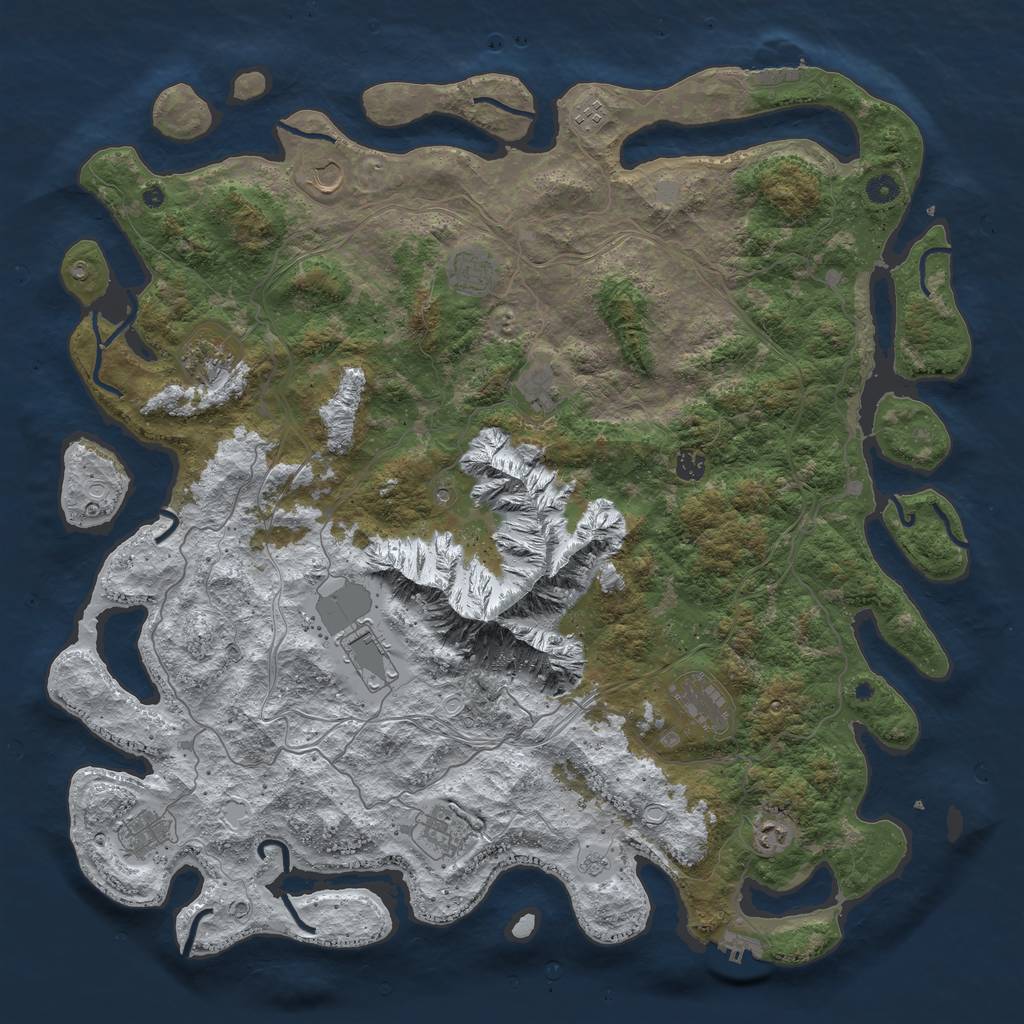 Rust Map: Procedural Map, Size: 5000, Seed: 629867641, 20 Monuments