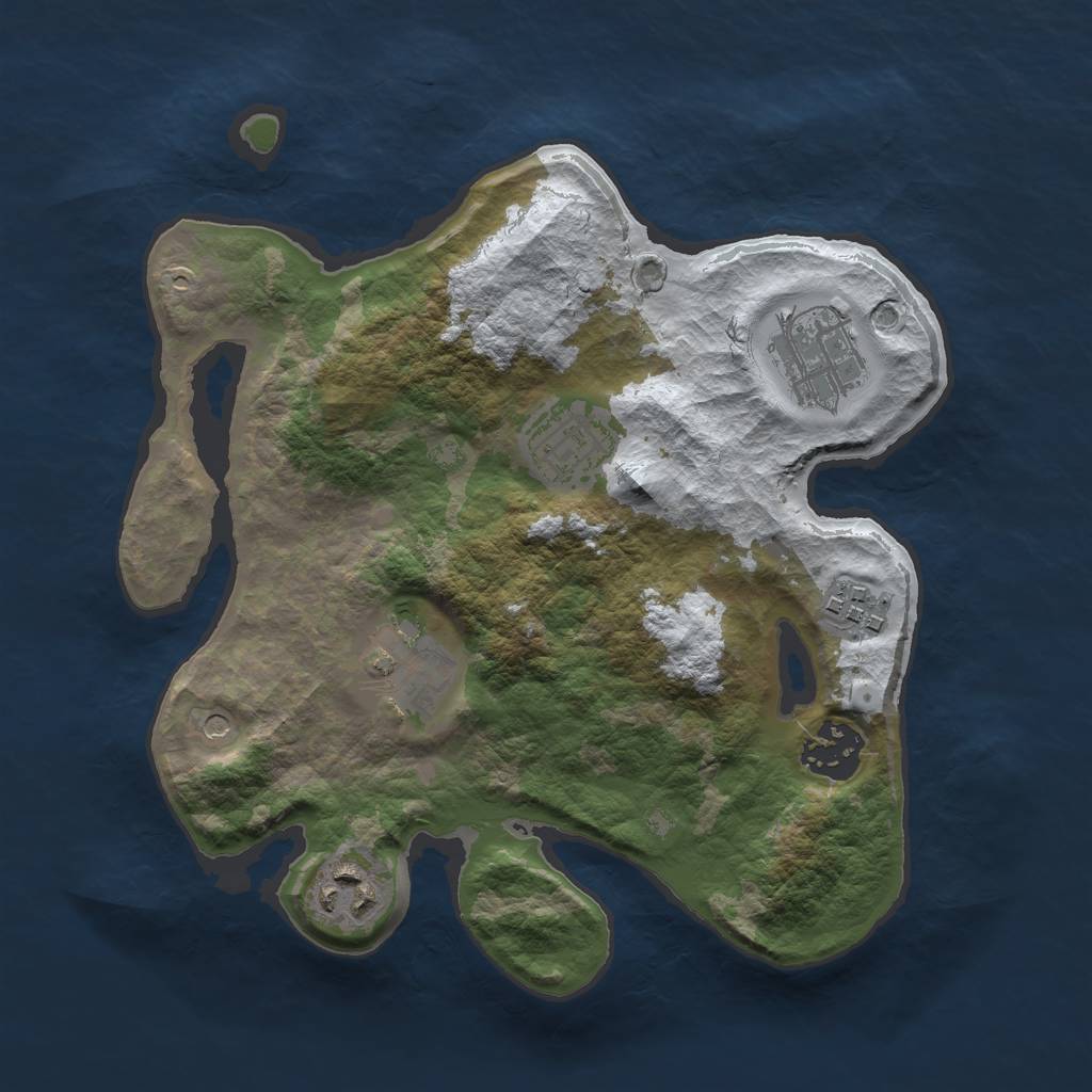 Rust Map: Barren, Size: 2750, Seed: 23240, 9 Monuments