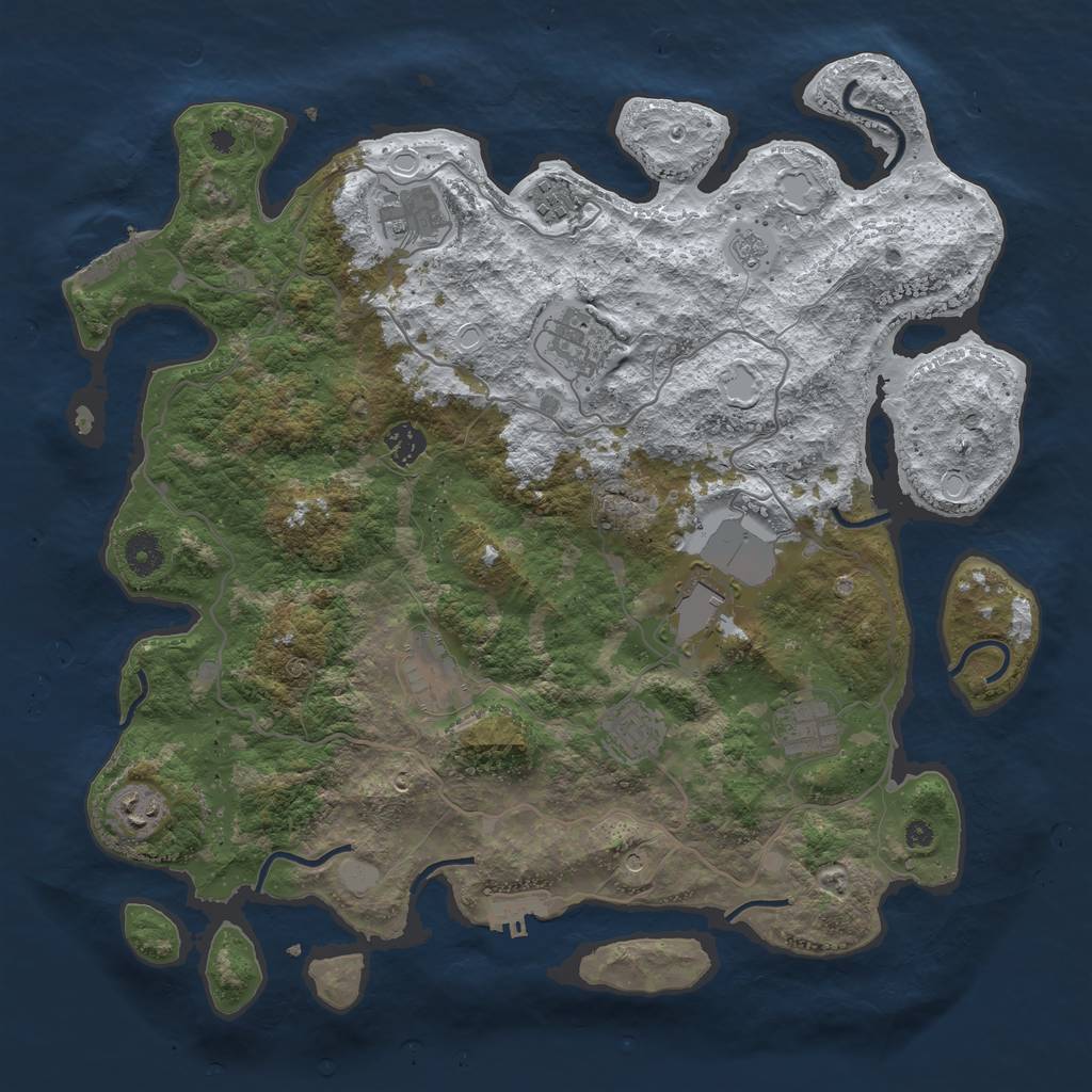 Rust Map: Procedural Map, Size: 4000, Seed: 3213445, 18 Monuments