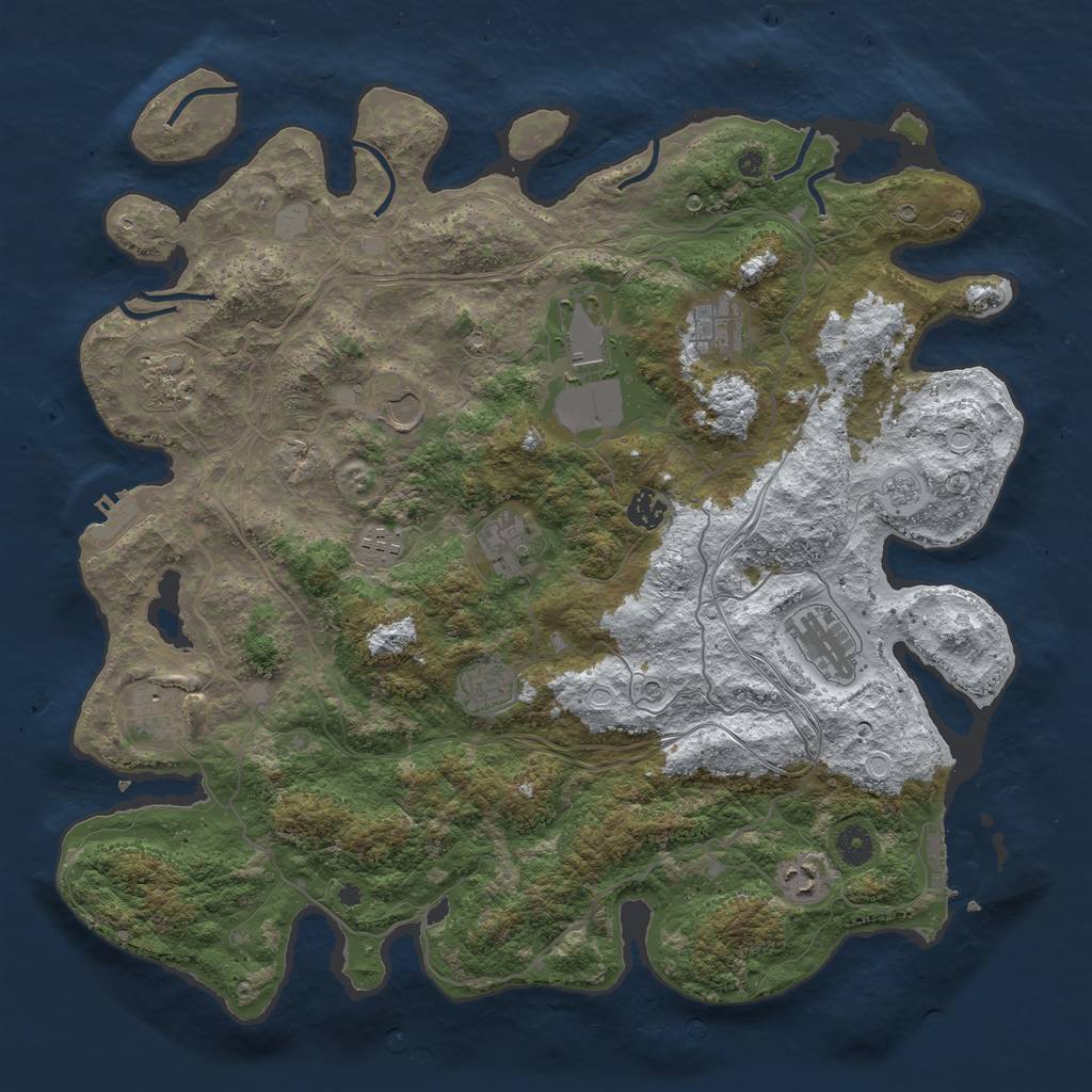 Rust Map: Procedural Map, Size: 4250, Seed: 827628, 20 Monuments