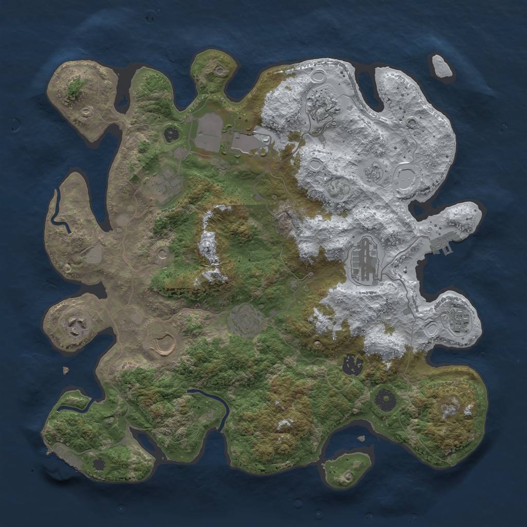 Rust Map: Procedural Map, Size: 3700, Seed: 678, 18 Monuments
