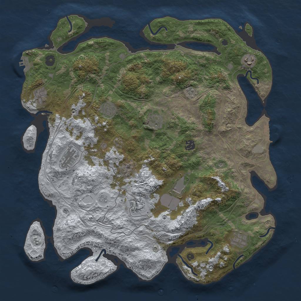 Rust Map: Procedural Map, Size: 4250, Seed: 575029, 19 Monuments