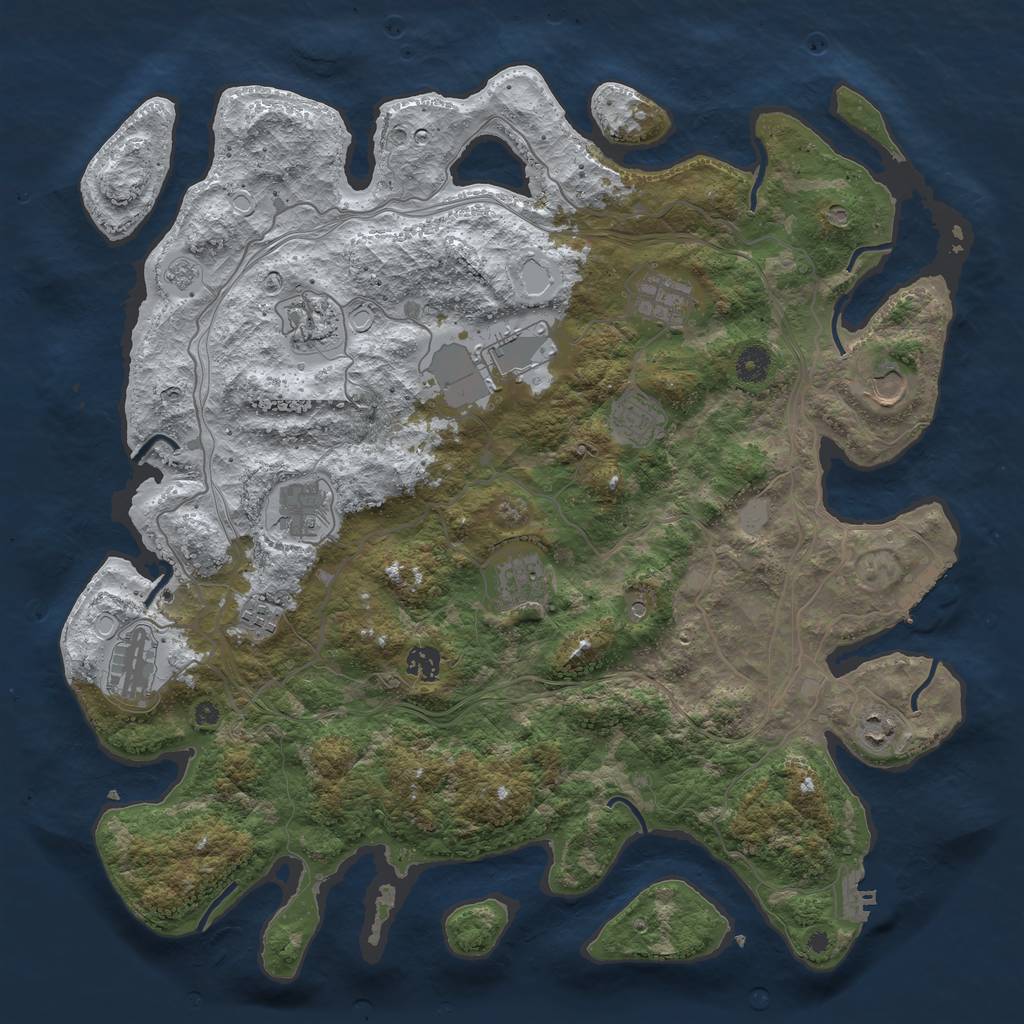 Rust Map: Procedural Map, Size: 4300, Seed: 1759582873, 20 Monuments