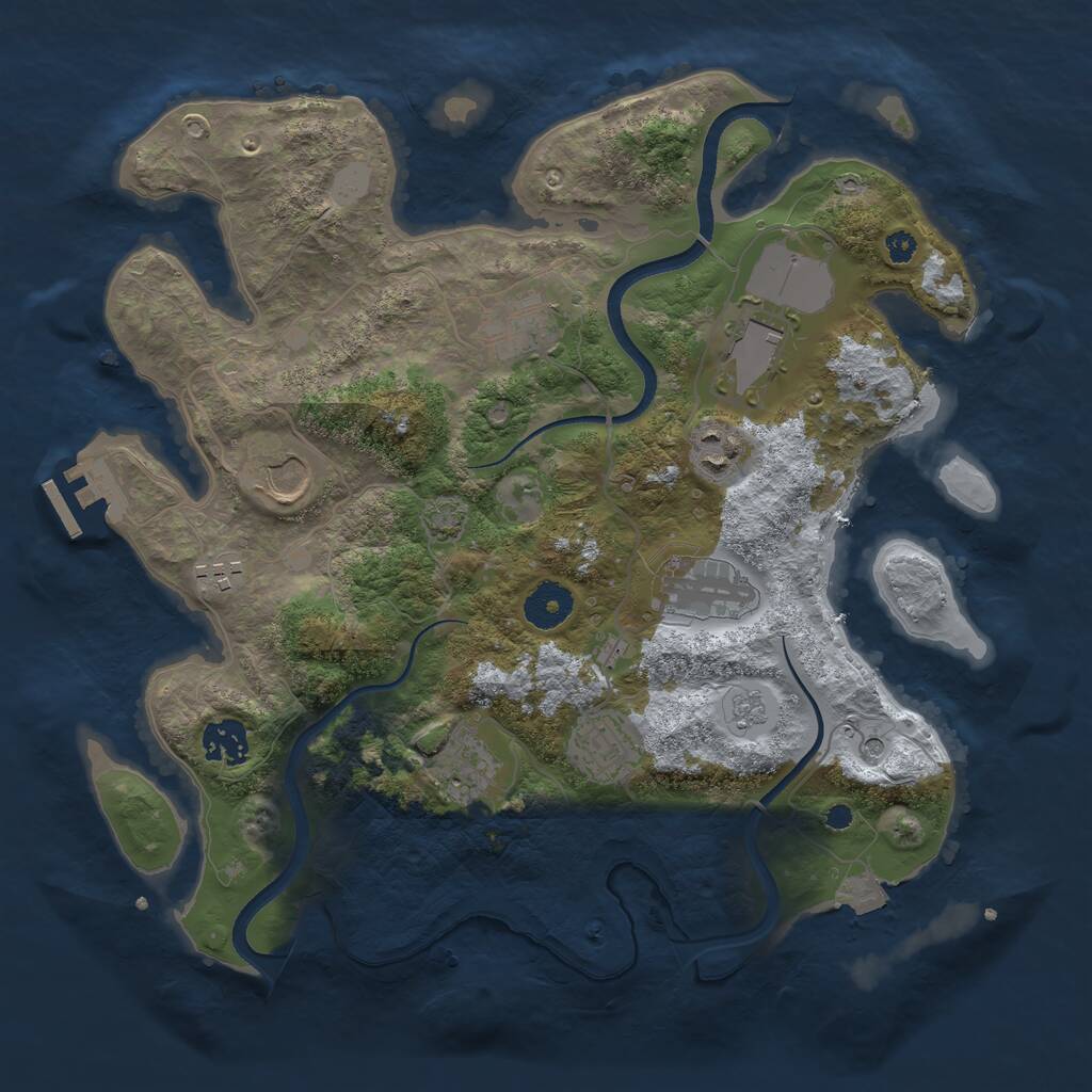 Rust Map: Procedural Map, Size: 3500, Seed: 6400, 14 Monuments