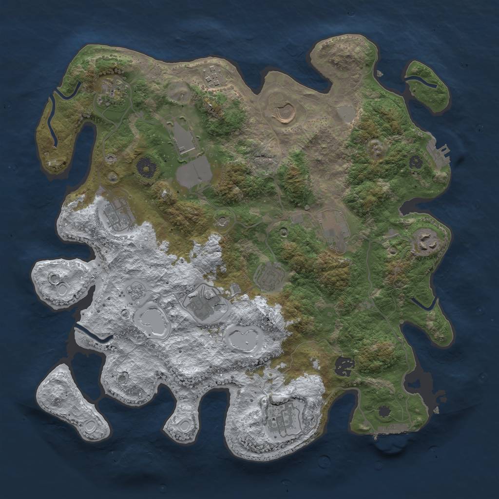 Rust Map: Procedural Map, Size: 3700, Seed: 6900, 20 Monuments