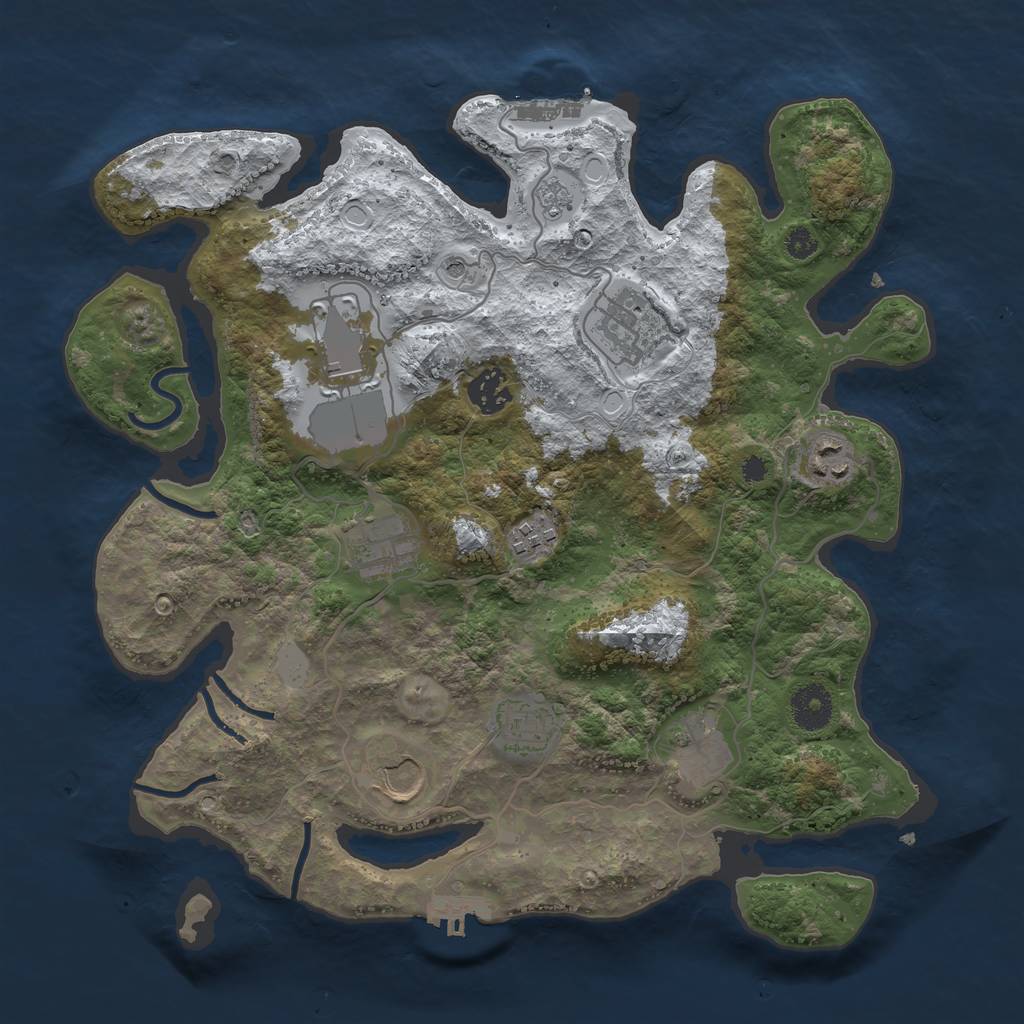 Rust Map: Procedural Map, Size: 3500, Seed: 1323651073, 18 Monuments