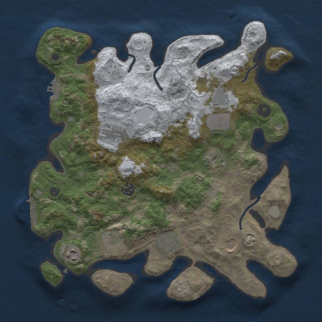 Rust Map: Procedural Map, Size: 3550, Seed: 491082, 18 Monuments