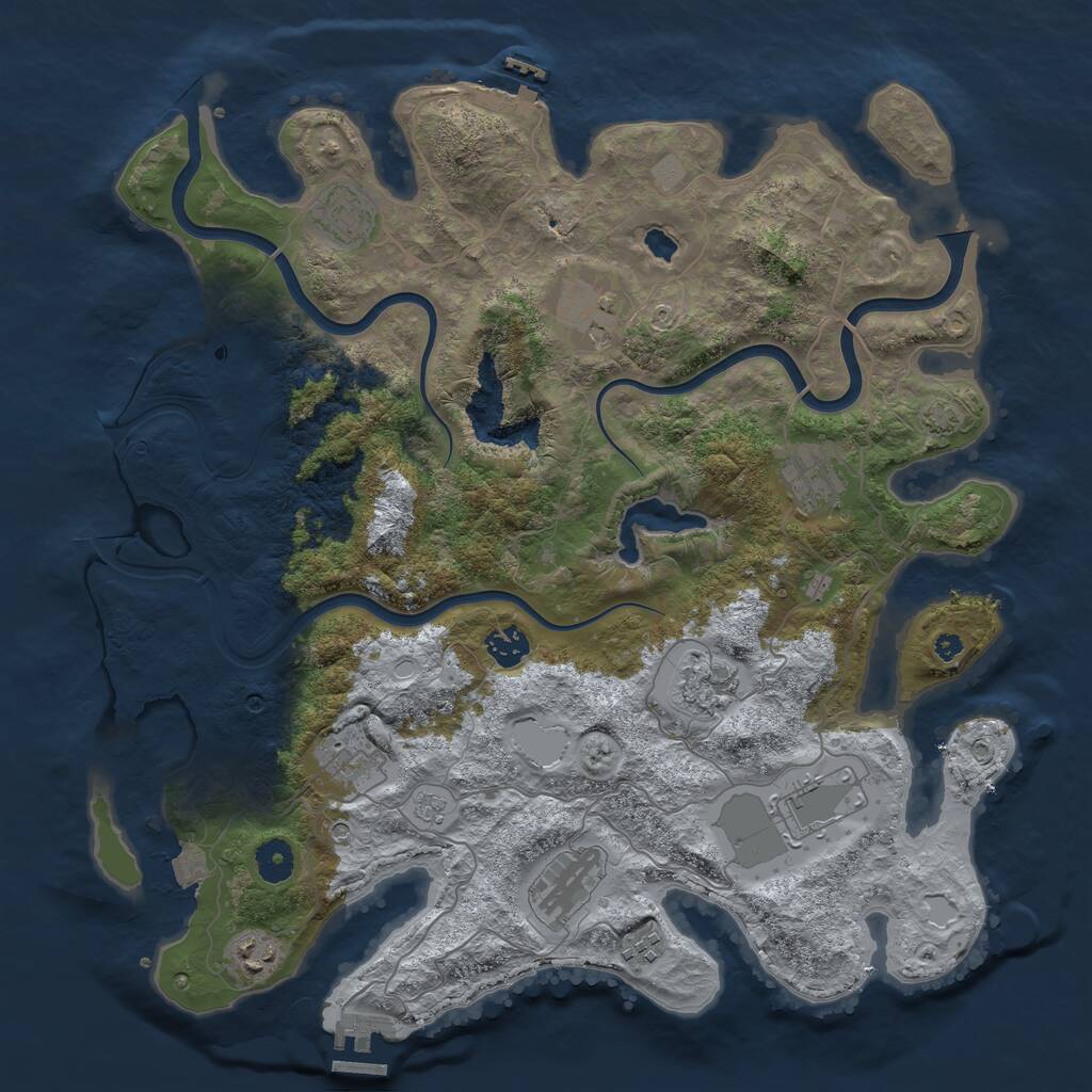 Rust Map: Procedural Map, Size: 4000, Seed: 34407, 16 Monuments