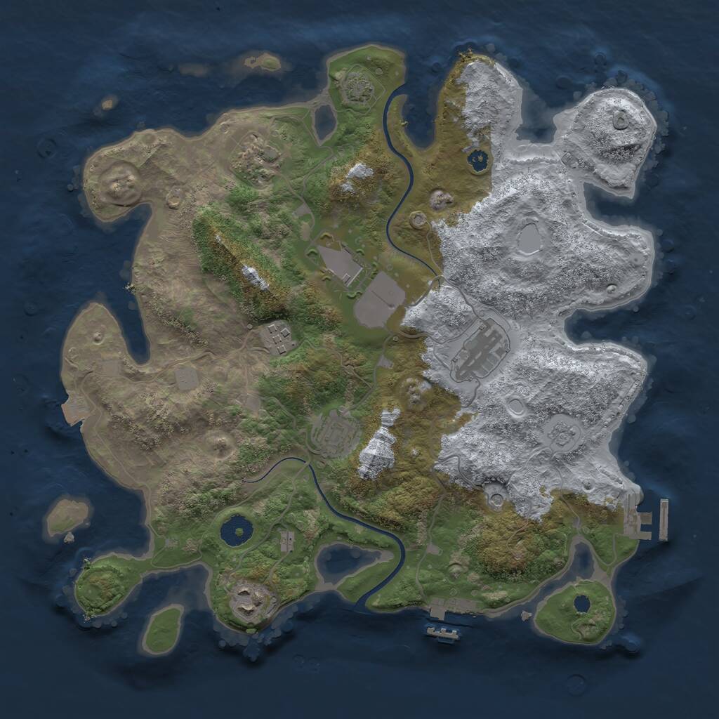 Rust Map: Procedural Map, Size: 3500, Seed: 1251489531, 12 Monuments