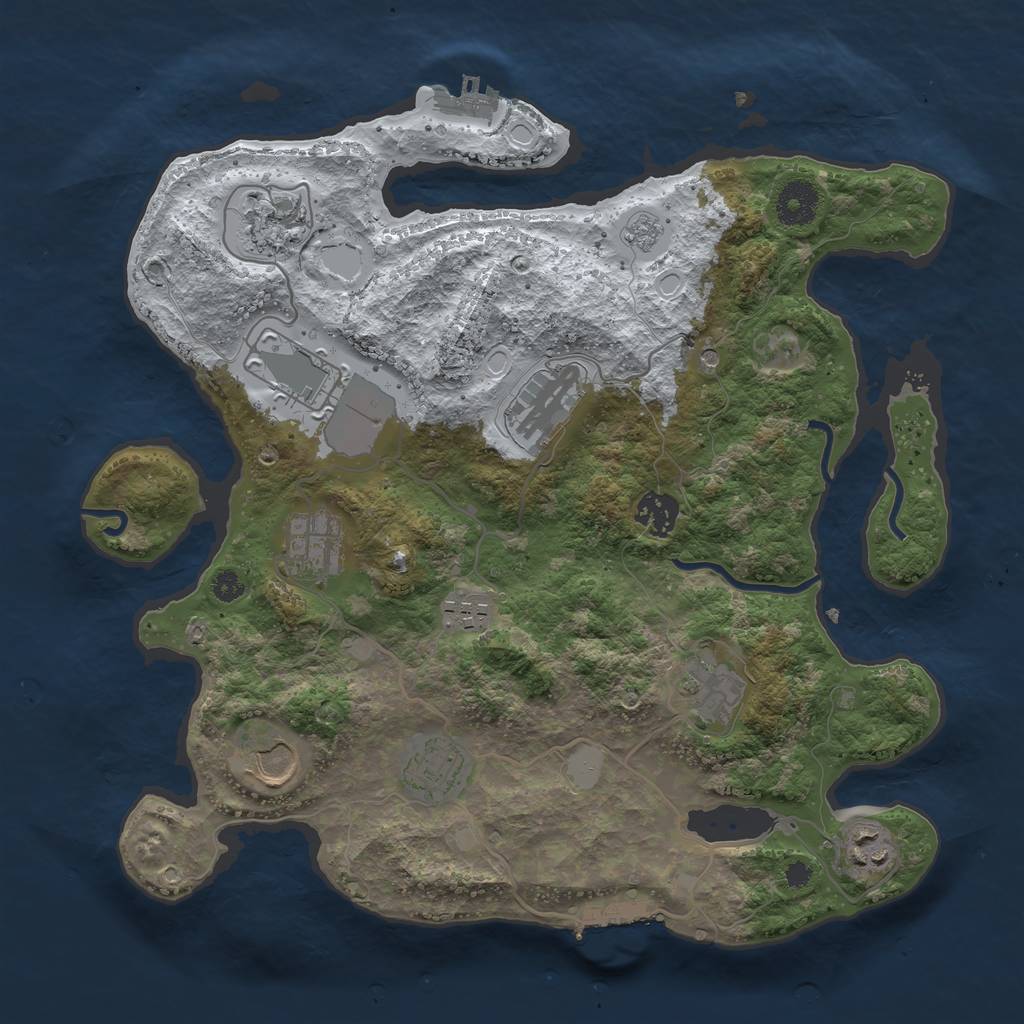 Rust Map: Procedural Map, Size: 3500, Seed: 6633, 19 Monuments