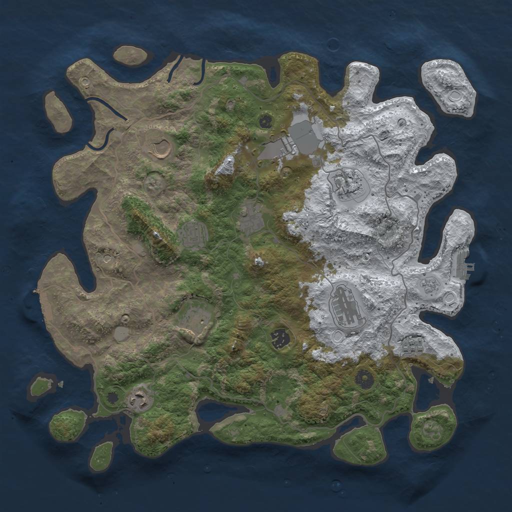 Rust Map: Procedural Map, Size: 4000, Seed: 1251489531, 19 Monuments