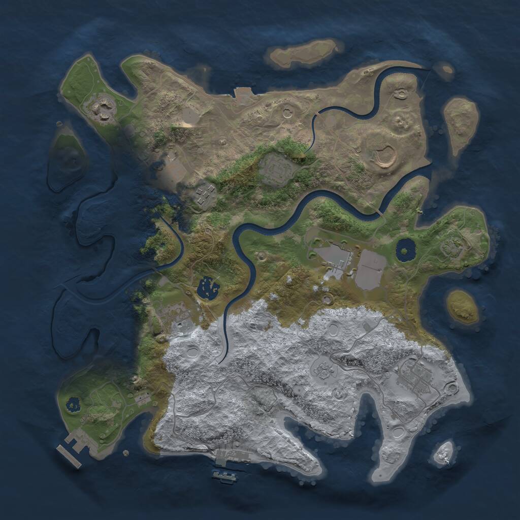 Rust Map: Procedural Map, Size: 3500, Seed: 1802545477, 15 Monuments