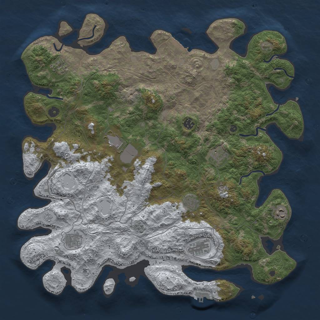 Rust Map: Procedural Map, Size: 4500, Seed: 491835, 18 Monuments