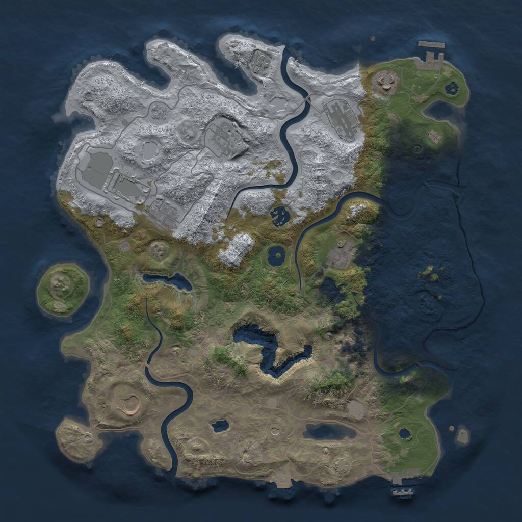Rust Map: Procedural Map, Size: 4000, Seed: 6633, 15 Monuments
