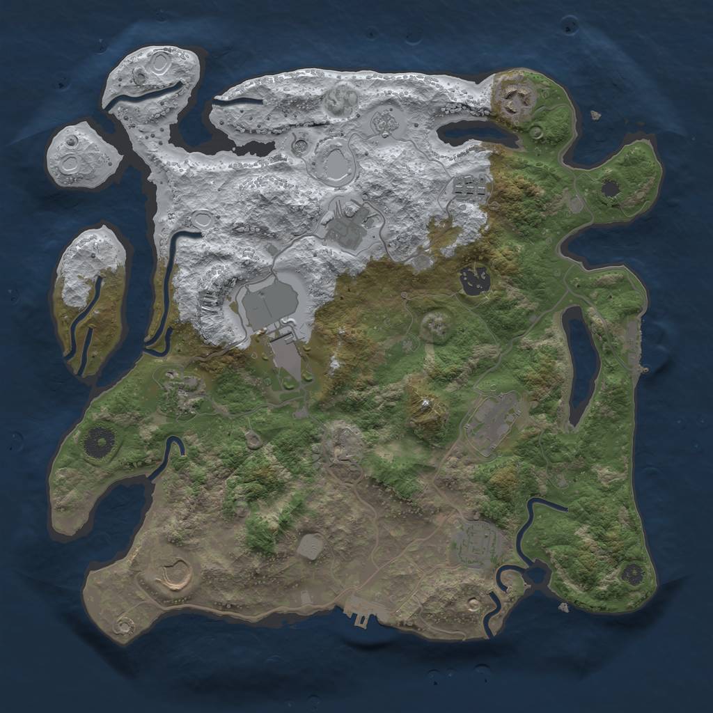 Rust Map: Procedural Map, Size: 3500, Seed: 1545645357, 18 Monuments