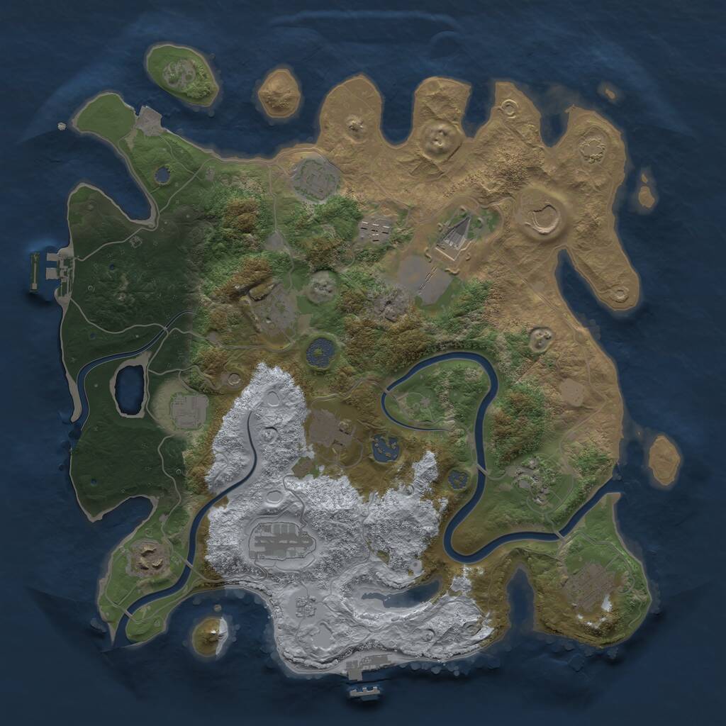 Rust Map: Procedural Map, Size: 3750, Seed: 346243, 17 Monuments