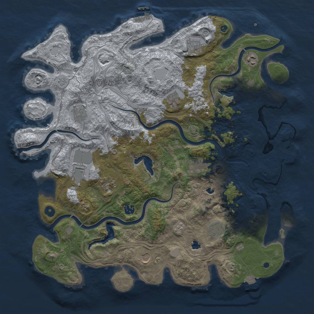 Rust Map: Procedural Map, Size: 4500, Seed: 945547057, 17 Monuments
