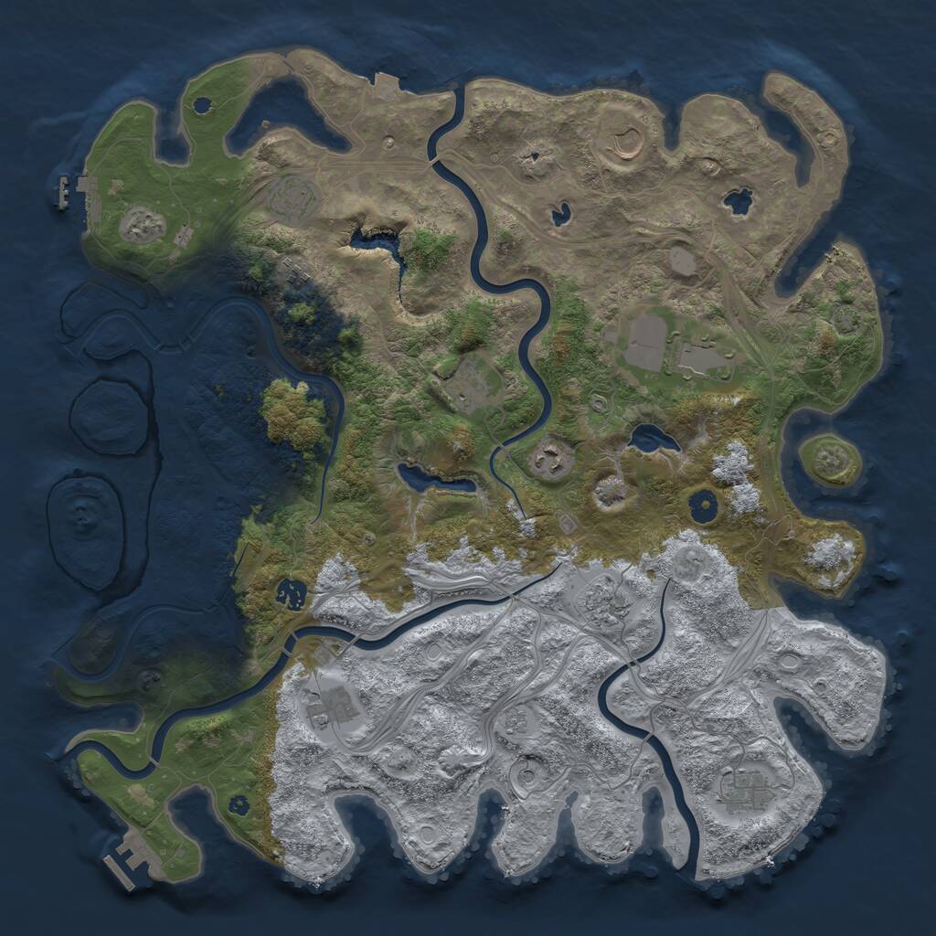 Rust Map: Procedural Map, Size: 4500, Seed: 1369894675, 16 Monuments