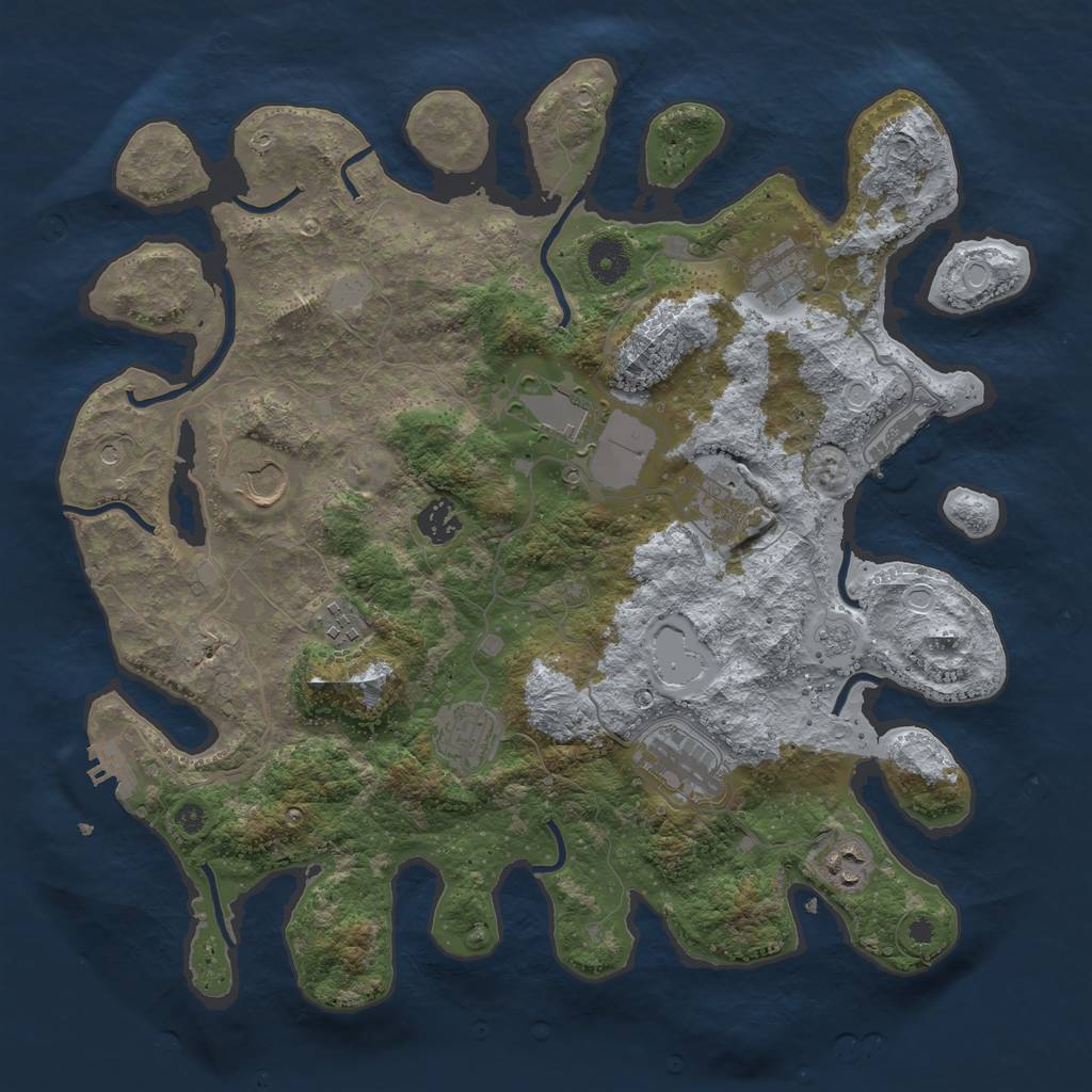 Rust Map: Procedural Map, Size: 3800, Seed: 2102068884, 16 Monuments