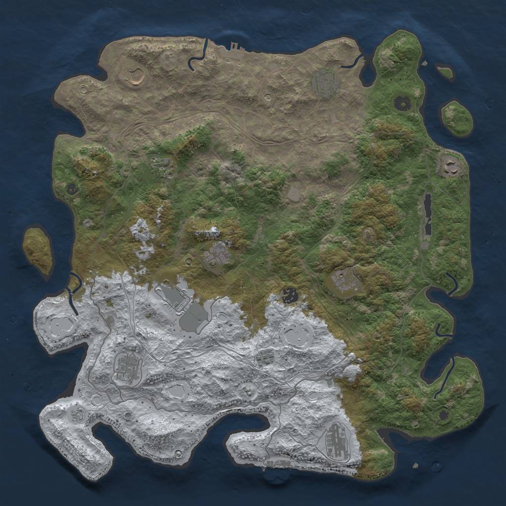 Rust Map: Procedural Map, Size: 4550, Seed: 2147483647, 20 Monuments