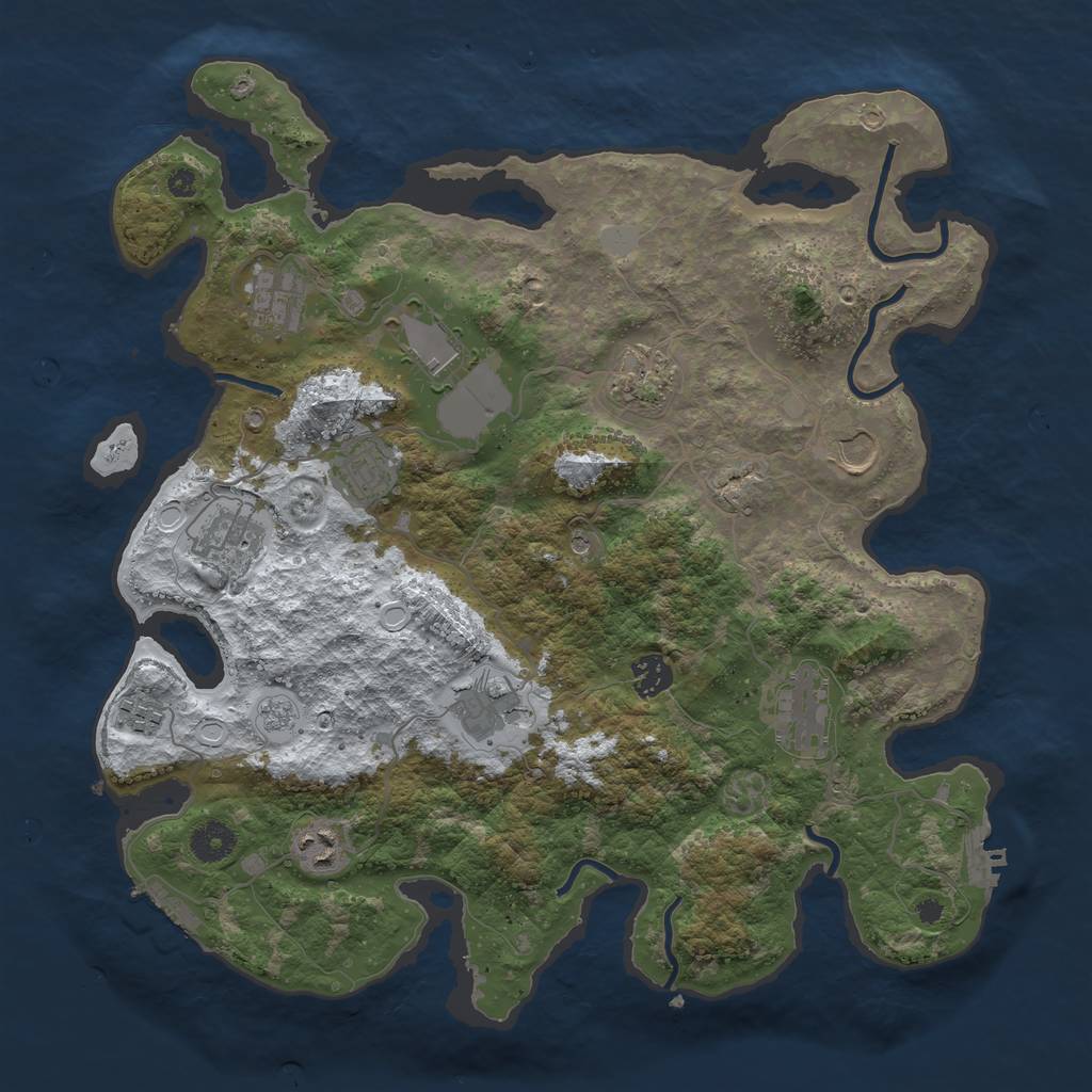 Rust Map: Procedural Map, Size: 3850, Seed: 240059764, 20 Monuments