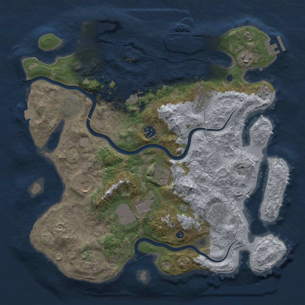 Rust Map: Procedural Map, Size: 3850, Seed: 2026808521, 17 Monuments