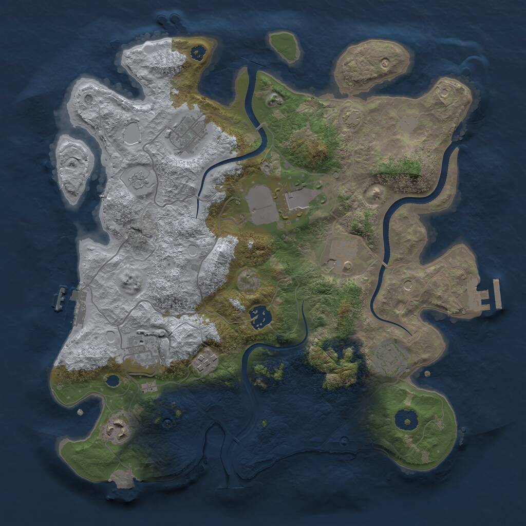 Rust Map: Procedural Map, Size: 3500, Seed: 8854324, 14 Monuments