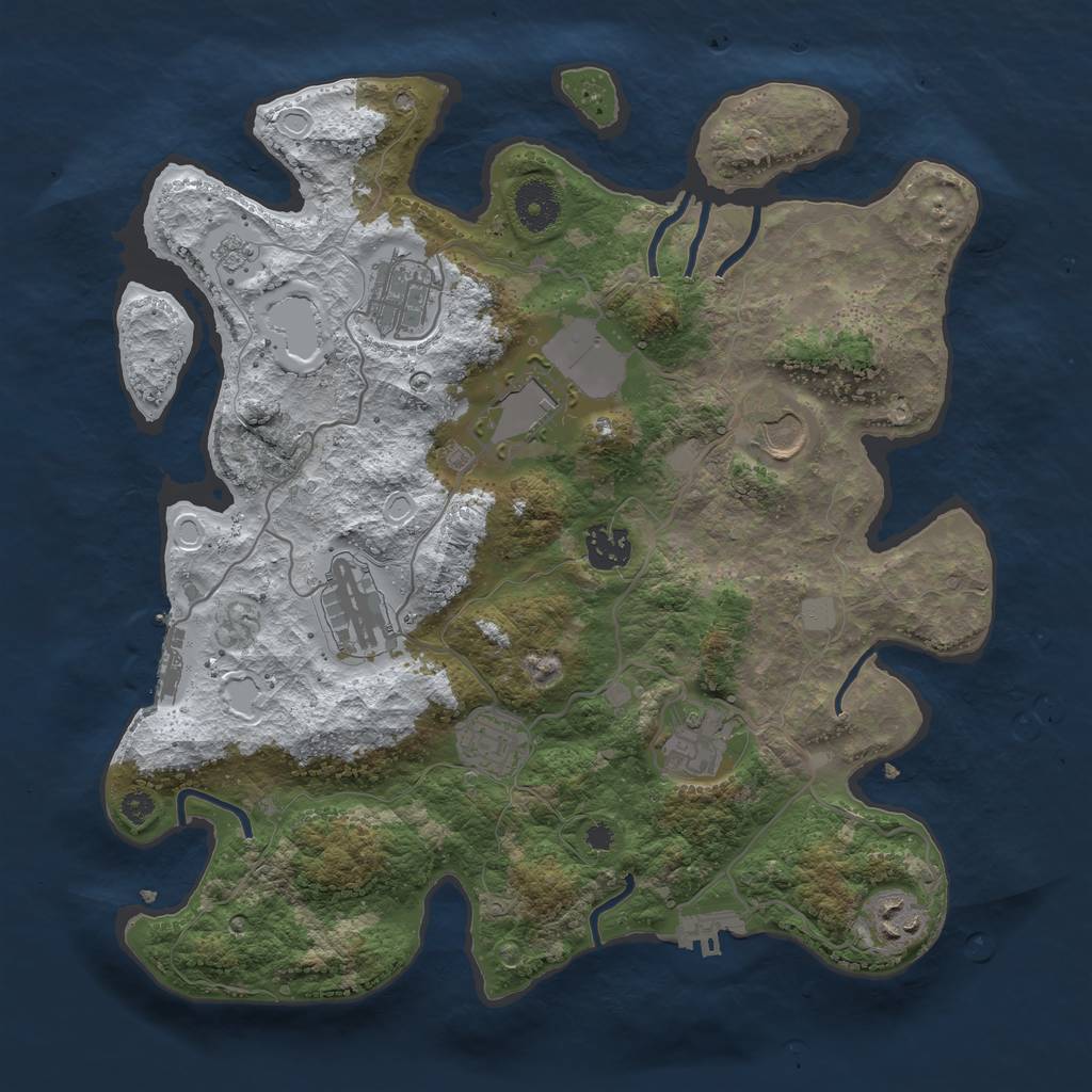 Rust Map: Procedural Map, Size: 3500, Seed: 8854324, 16 Monuments