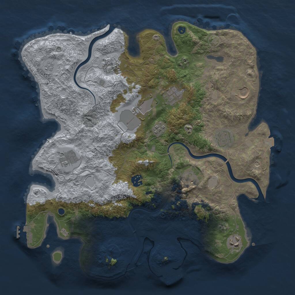 Rust Map: Procedural Map, Size: 3750, Seed: 1182381841, 16 Monuments