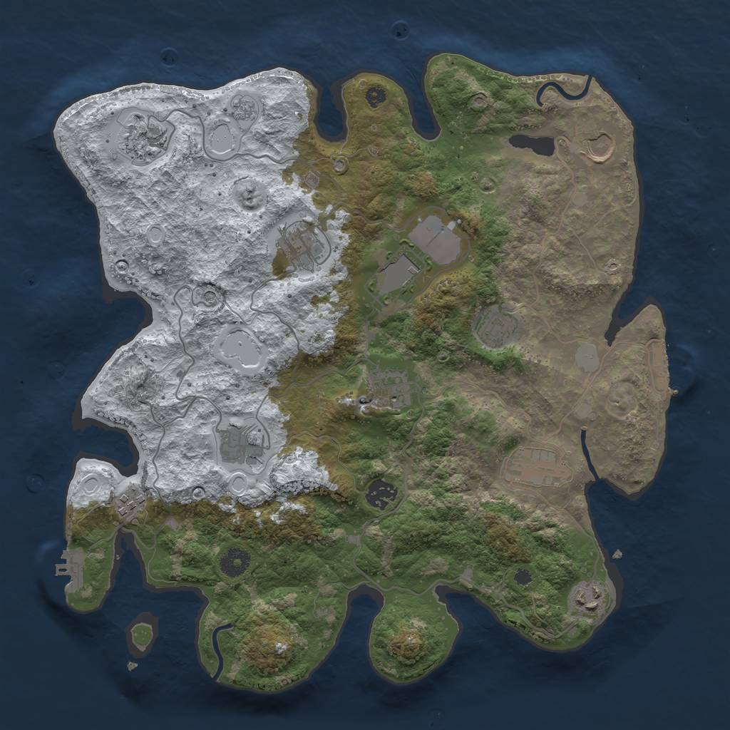 Rust Map: Procedural Map, Size: 3750, Seed: 1182381841, 20 Monuments