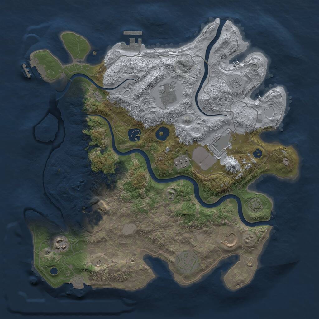 Rust Map: Procedural Map, Size: 3500, Seed: 1233448677, 14 Monuments