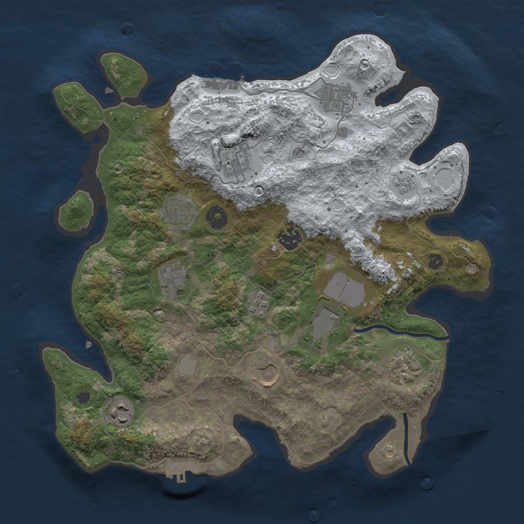 Rust Map: Procedural Map, Size: 3500, Seed: 1233448677, 19 Monuments