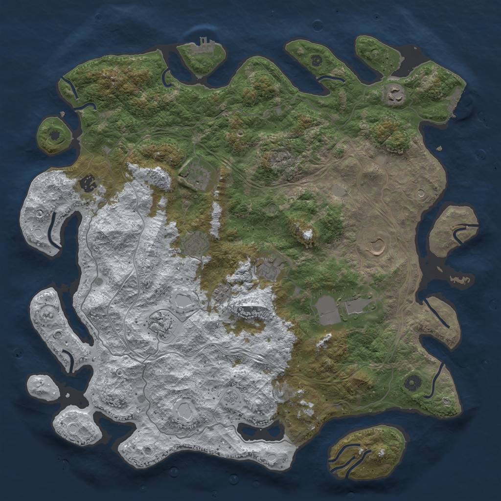 Rust Map: Procedural Map, Size: 4500, Seed: 1610214440, 18 Monuments