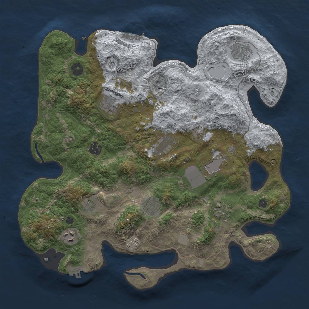 Rust Map: Procedural Map, Size: 3700, Seed: 1221979128, 19 Monuments