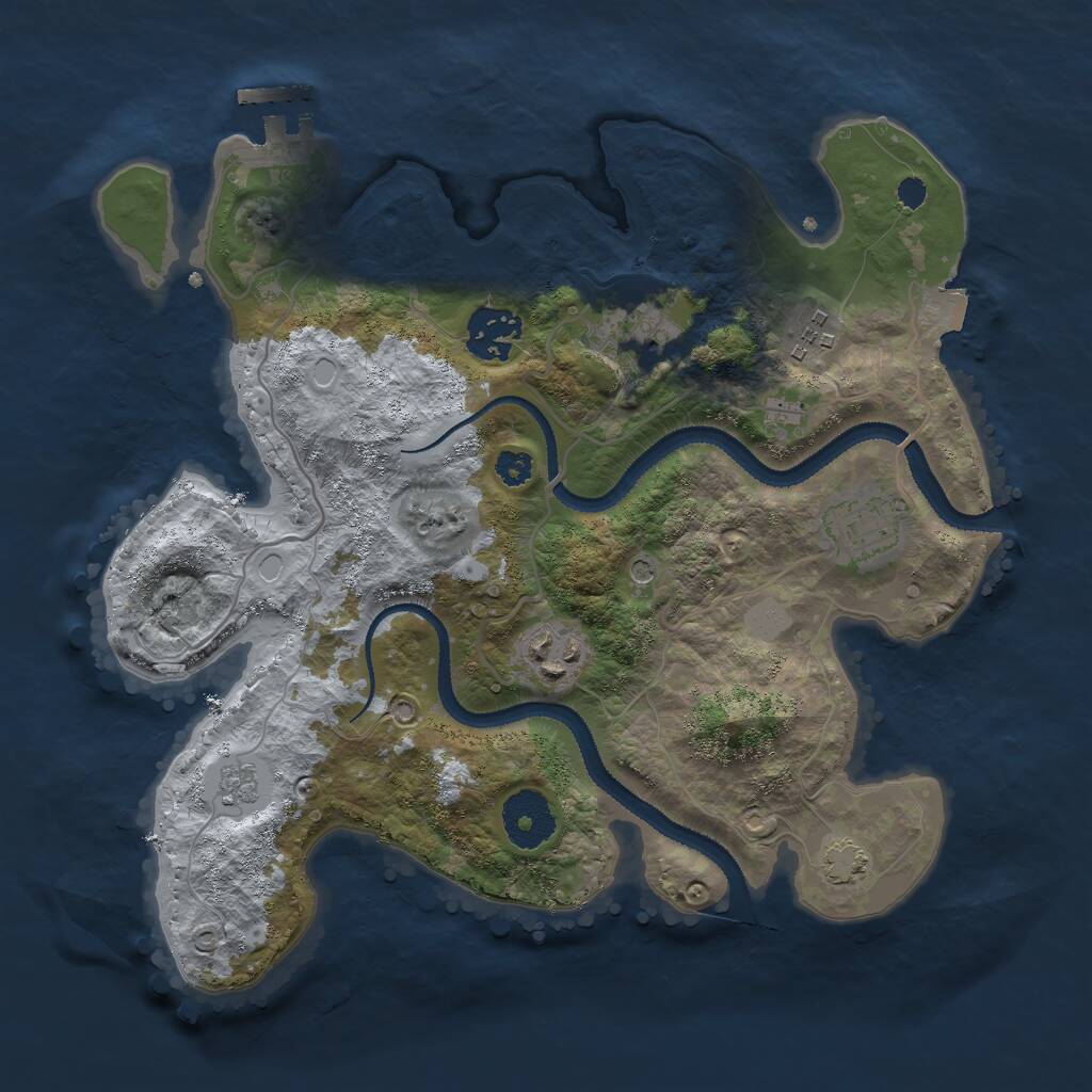 Rust Map: Procedural Map, Size: 3000, Seed: 7242, 10 Monuments