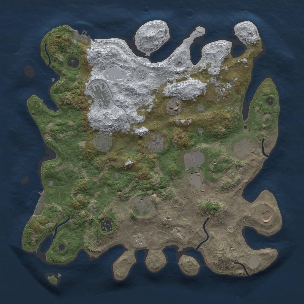 Rust Map: Procedural Map, Size: 3850, Seed: 857255358, 20 Monuments