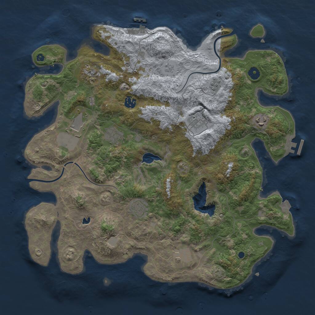 Rust Map: Procedural Map, Size: 4000, Seed: 1970894309, 15 Monuments
