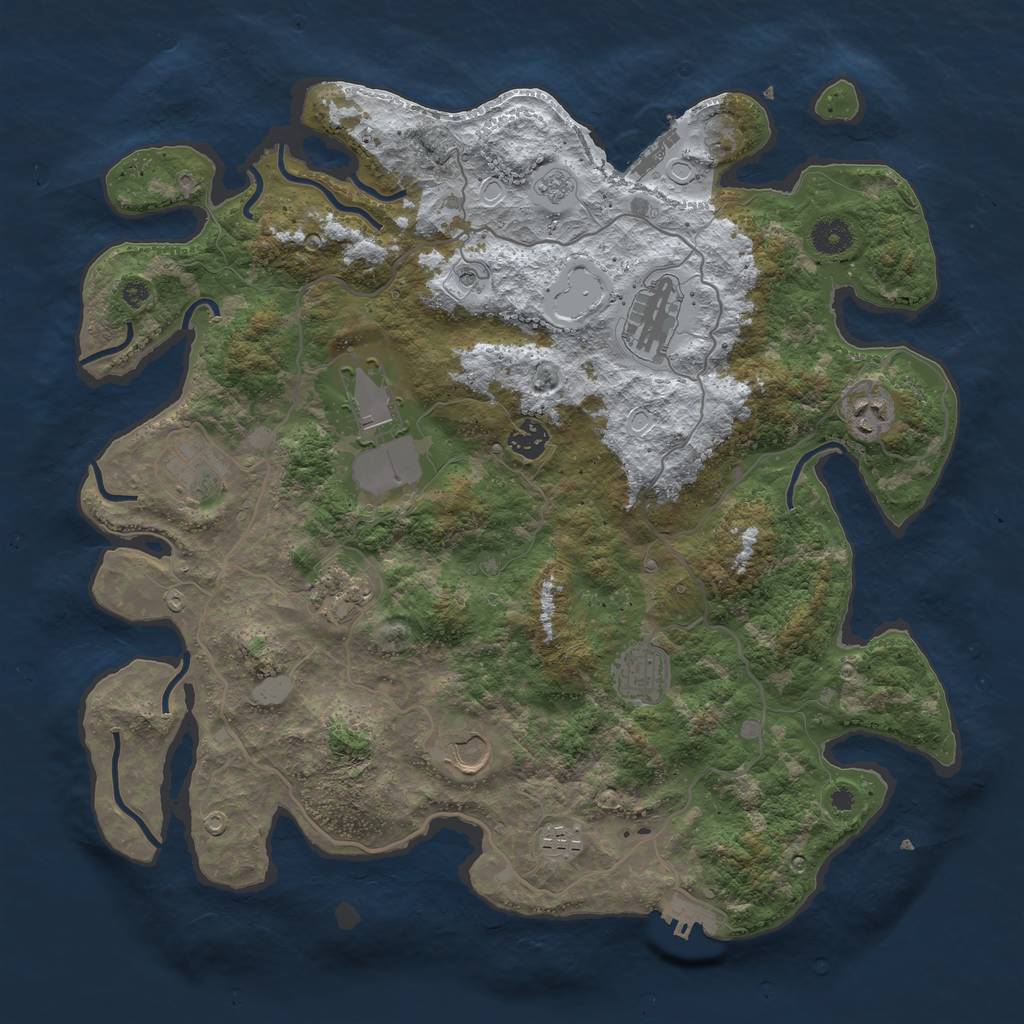 Rust Map: Procedural Map, Size: 4000, Seed: 1970894309, 18 Monuments