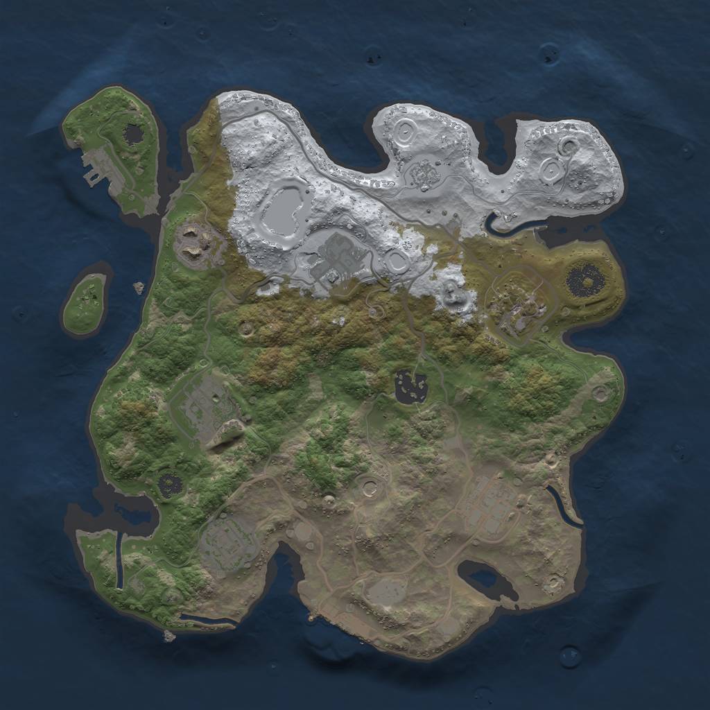 Rust Map: Procedural Map, Size: 3000, Seed: 651089777, 16 Monuments