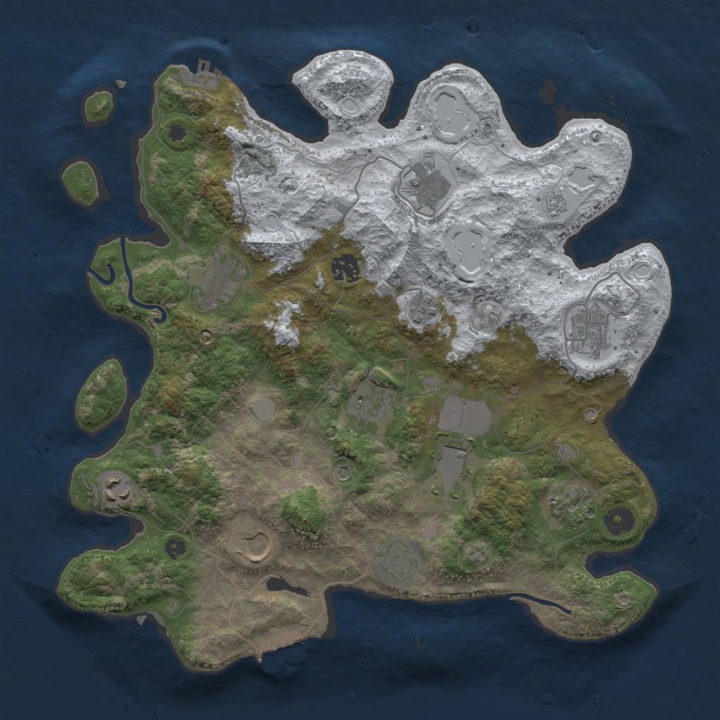 Rust Map: Procedural Map, Size: 3700, Seed: 749228282, 20 Monuments