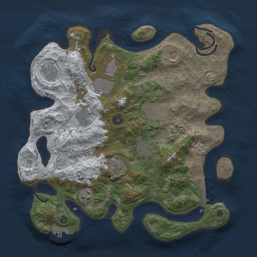 Rust Map: Procedural Map, Size: 3500, Seed: 187770385, 18 Monuments