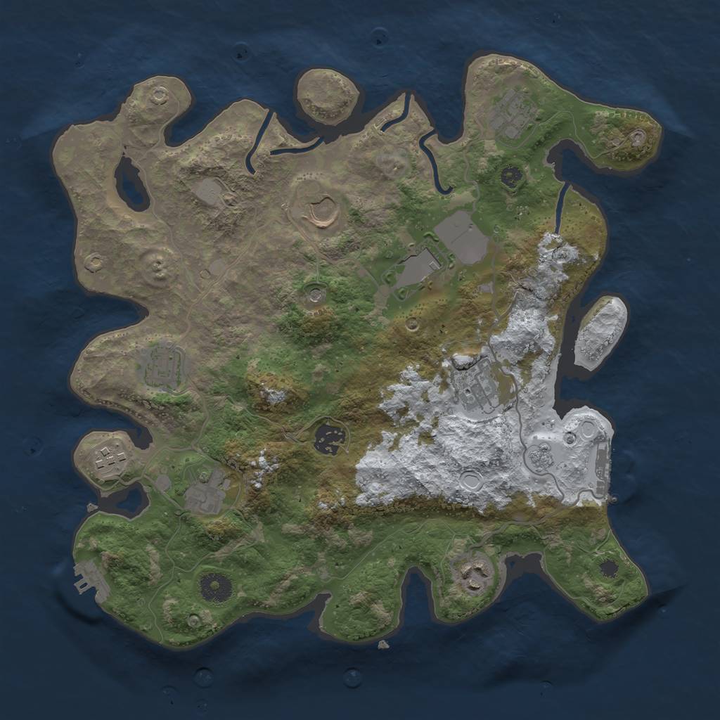 Rust Map: Procedural Map, Size: 3500, Seed: 1142232573, 18 Monuments