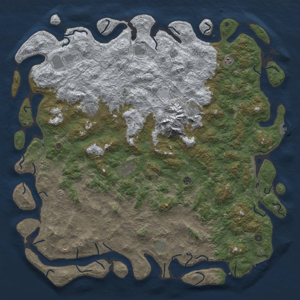 Rust Map: Procedural Map, Size: 6000, Seed: 56263, 20 Monuments