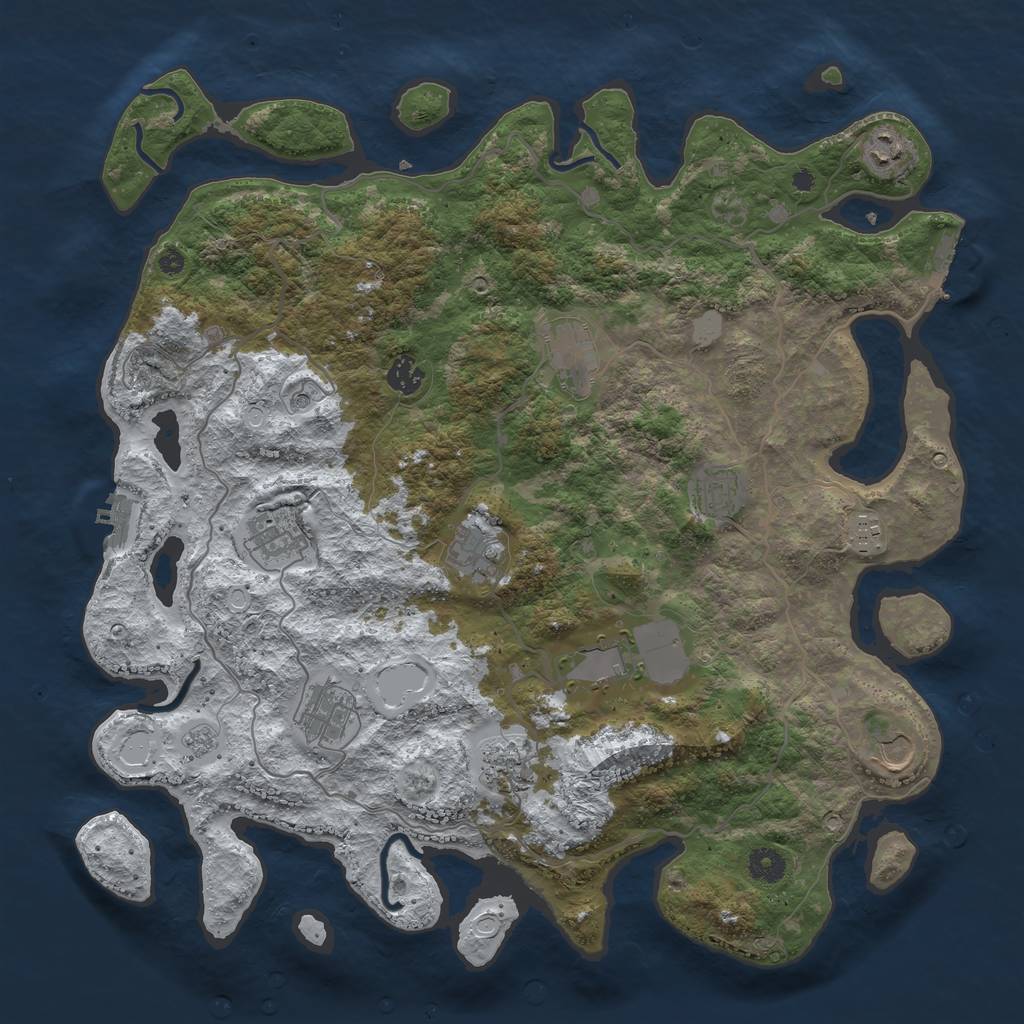 Rust Map: Procedural Map, Size: 4200, Seed: 1912362453, 20 Monuments