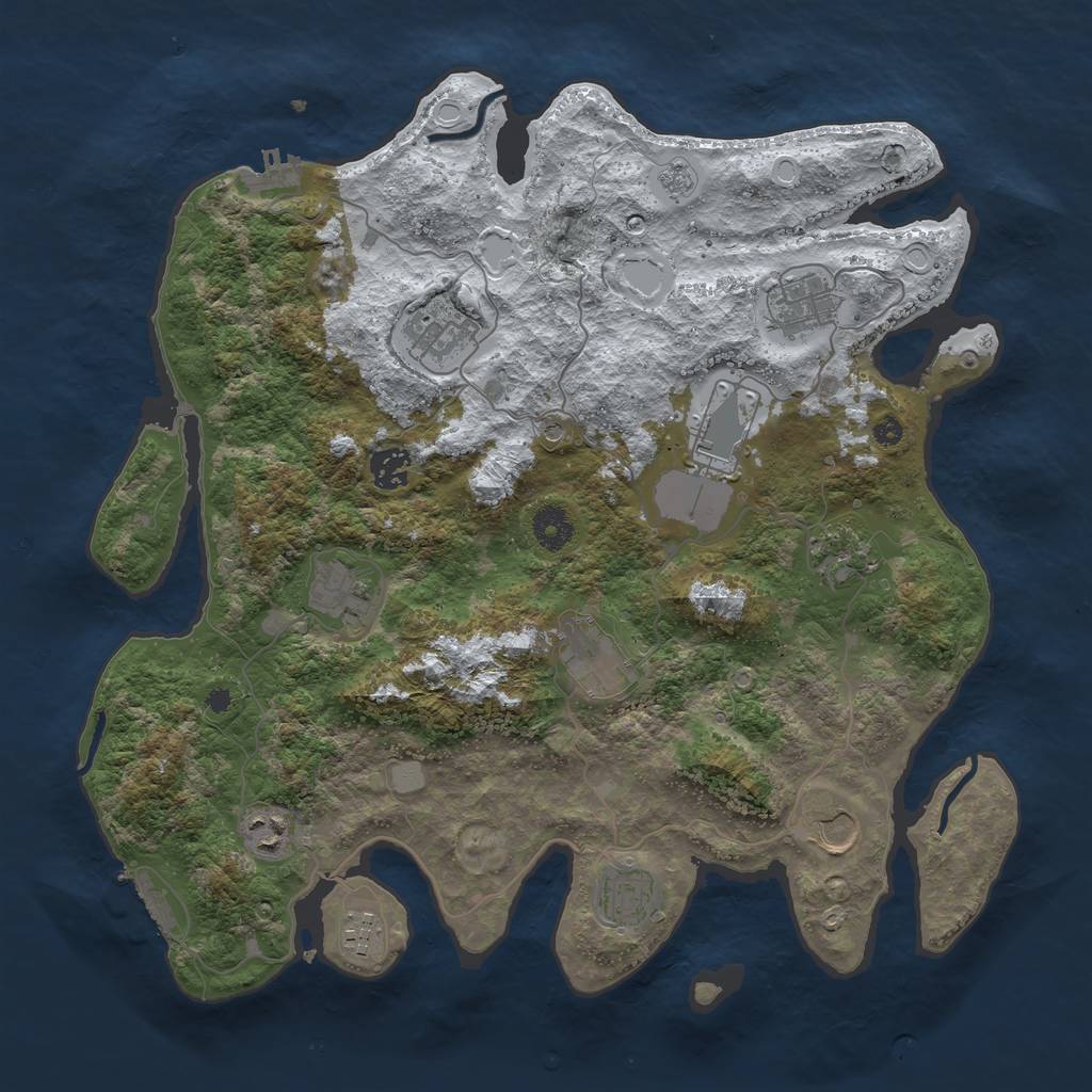 Rust Map: Procedural Map, Size: 3850, Seed: 1228814150, 20 Monuments